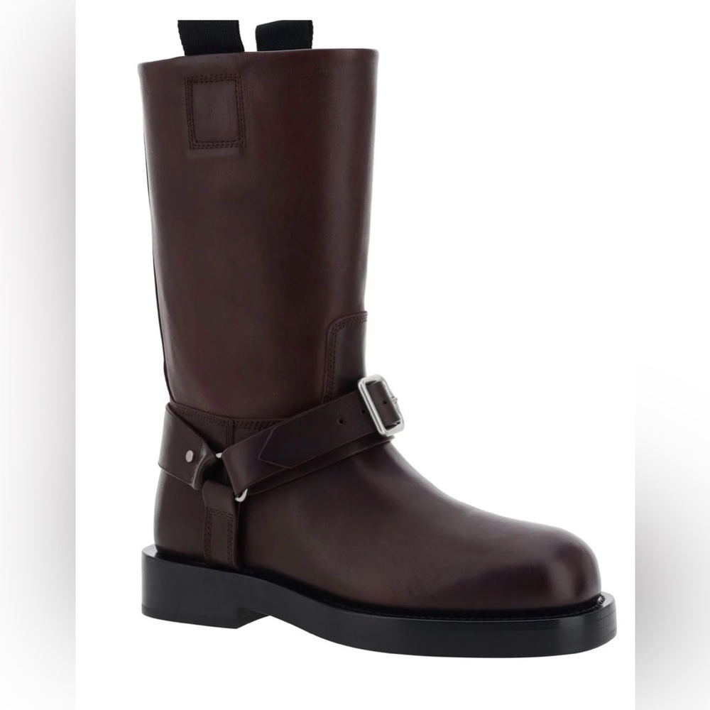 Burberry Brown Leather Combat Moto Boots - Picture 16 of 16